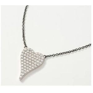 Diamonique x Jennifer Miller Mini Pave Heart Necklace SS Black